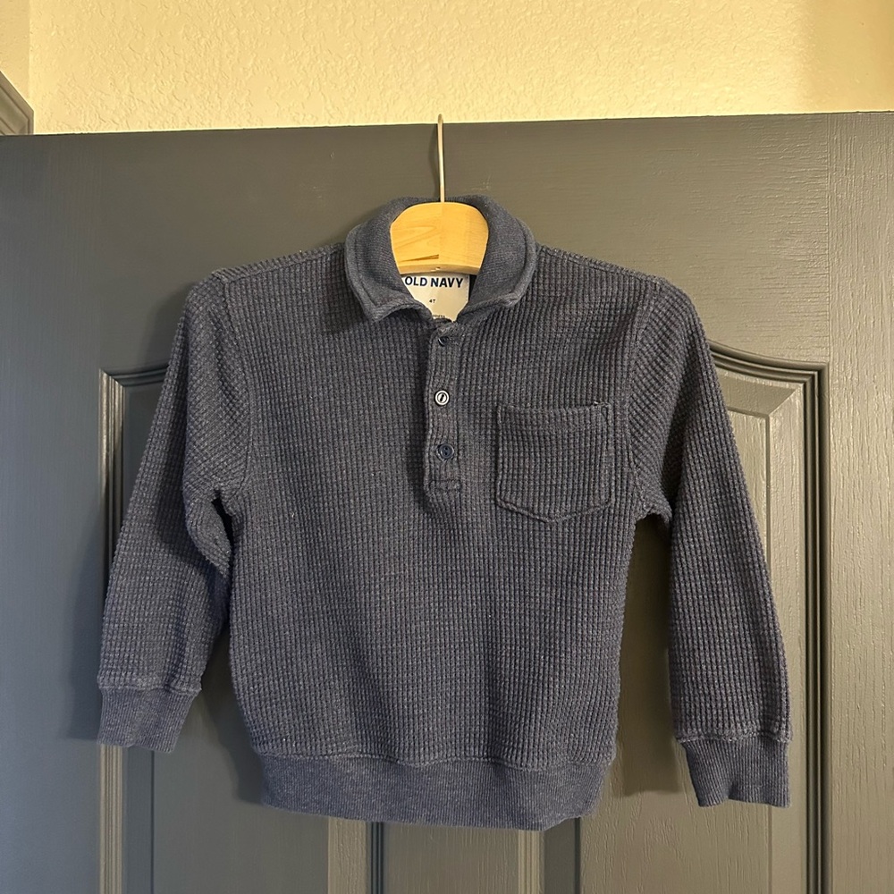 Old Navy Kids Blue Waffle Knit Shirt